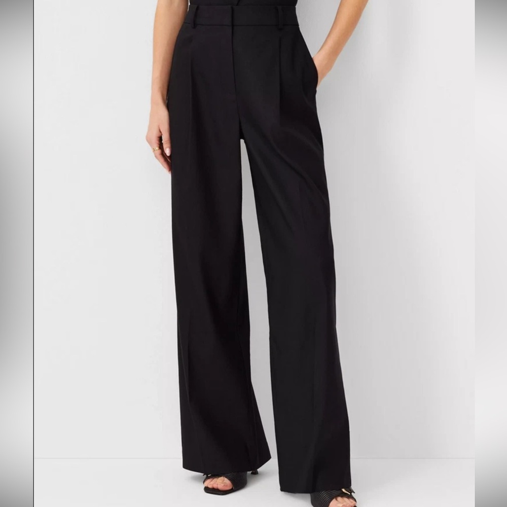 NWT Ann Taylor Pleated Wide-Leg Pant in Linen Twill - Size 14
